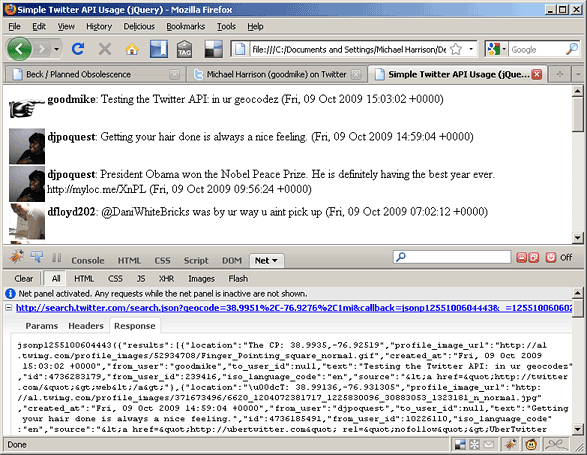 Displaying results of our geocoding call with JSONP